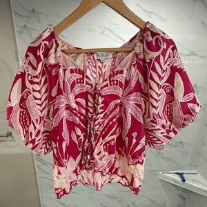 Rachel Zoe Pink and White Patterned Blouse